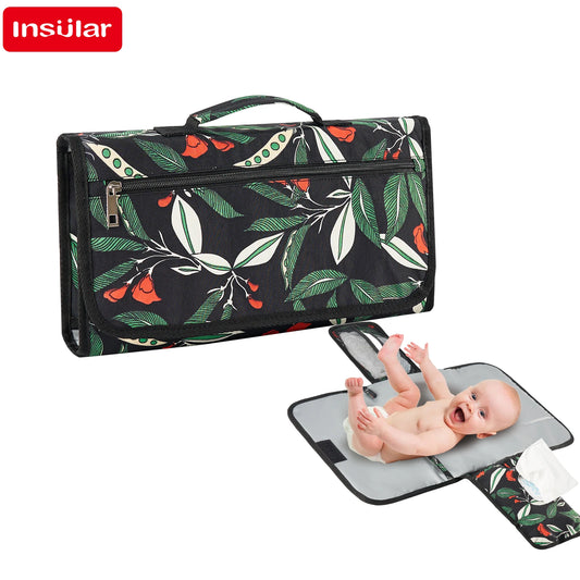 INSULAR matelas à langer pour bébé coussin à langer pour bébé matelas tapis de voyage pliable lavable imperméable réutilisable extérieur 3 couches