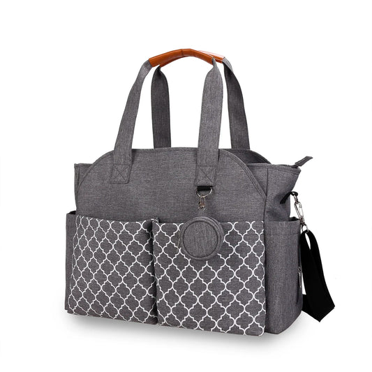 Sac a langer gris avec étui pour tetine