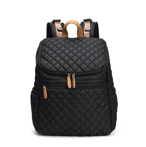 Sac à dos à langer noir matelassé