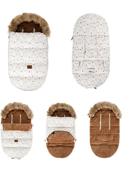 Chancelière poussette beige avec ses différentes faces