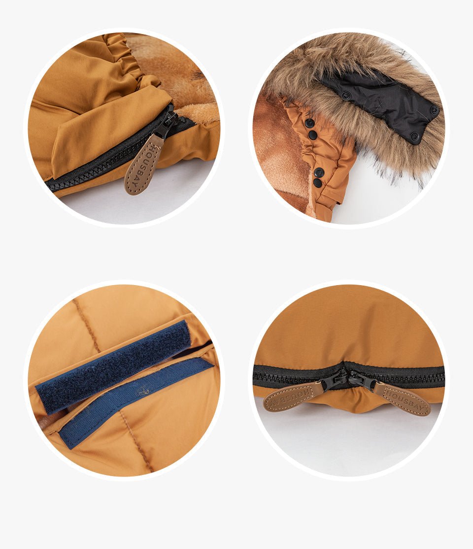 Chancelière poussette Marron avec les détails de fermeture