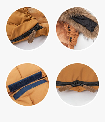 Chancelière poussette Marron avec les détails de fermeture