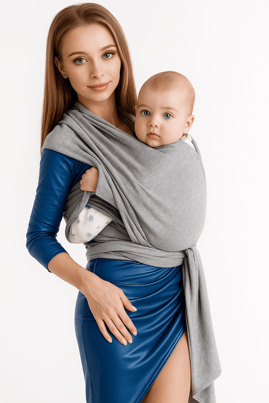 Echarpe de portage manan avec une robe qui porte bebe  | Amari™ - Astucebambin