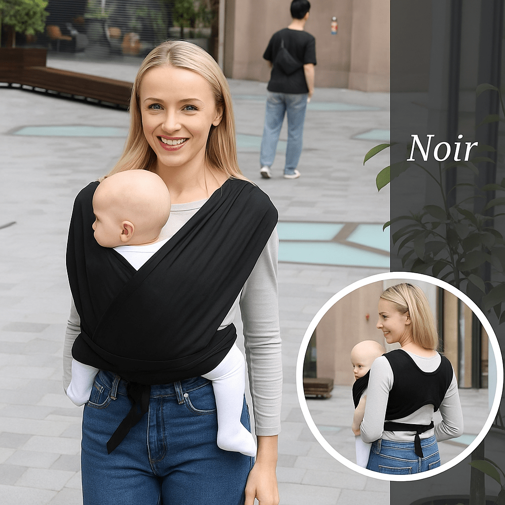 Echarpe de Portage Bebe noir | CâlinWrap™ - Astucebambin