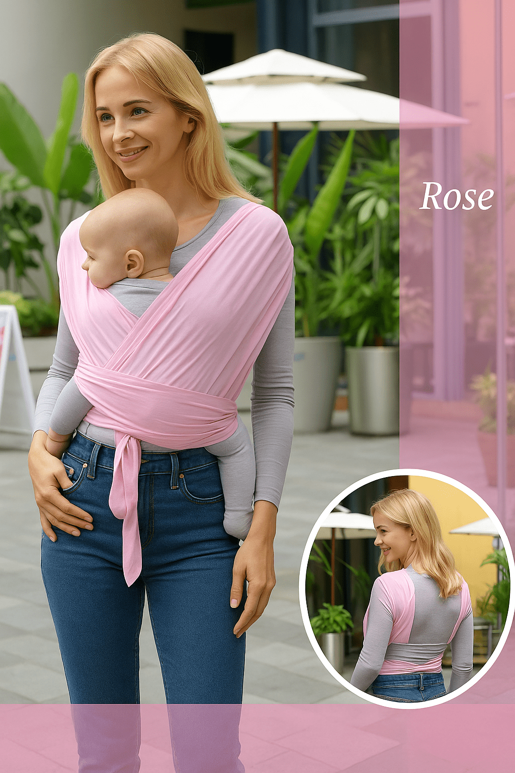Echarpe de Portage Bebe rose | CâlinWrap™ - Astucebambin