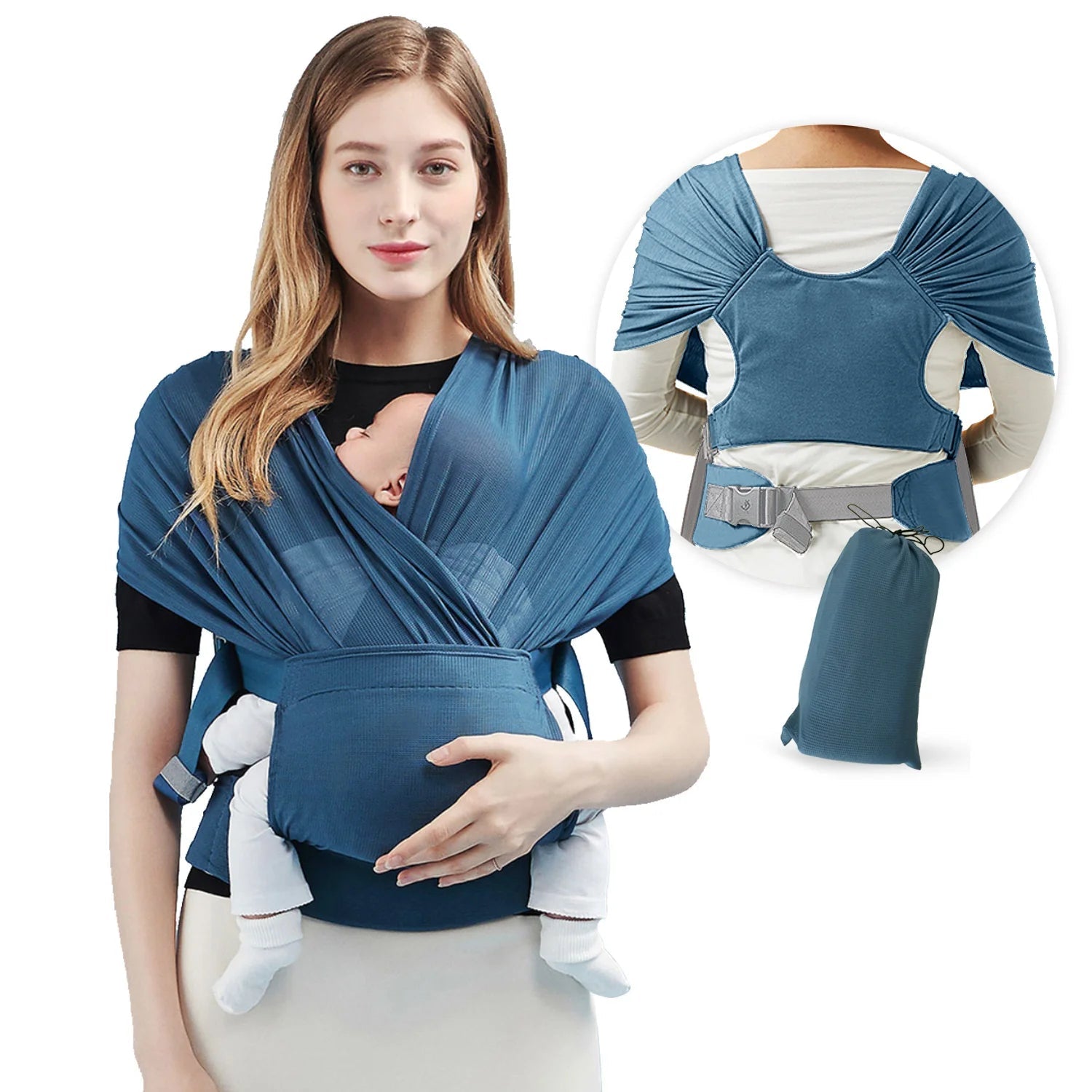 Porte bebe kangourou bleu marine ComfortNest™ – ergonomique, respirant et confortable pour bébé – Astucebambin