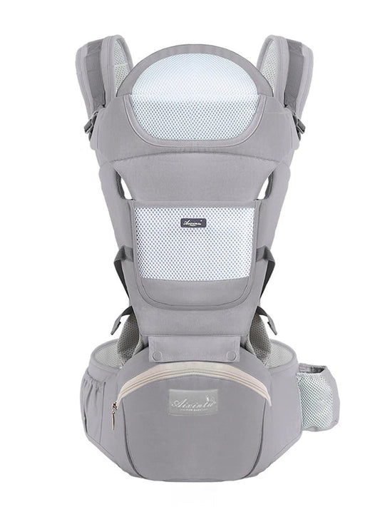 Porte bébé physiologique gris clair CocoonFlex™ – ergonomique, respirant et confortable pour bébé – Astucebambin