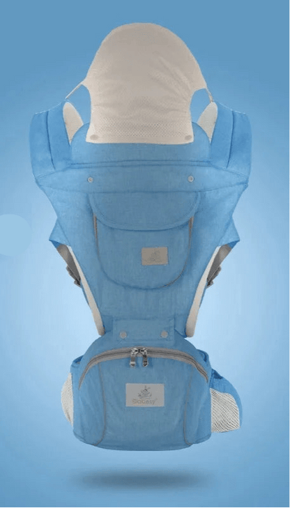 Porte bébé evolutif bleu ciel LumiNest™ – tissu aéré, maintien dorsal renforcé et style moderne – Astucebambin