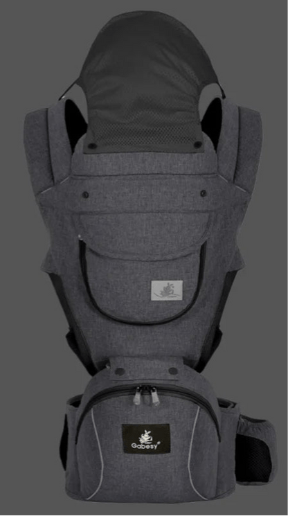 Porte bébé evolutif gris foncé LumiNest™ – design ergonomique, réglable et respirant, idéal pour le confort de bébé –