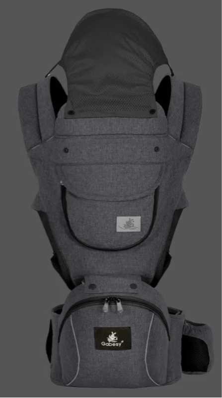 Porte bébé evolutif gris foncé LumiNest™ – design ergonomique, réglable et respirant, idéal pour le confort de bébé –