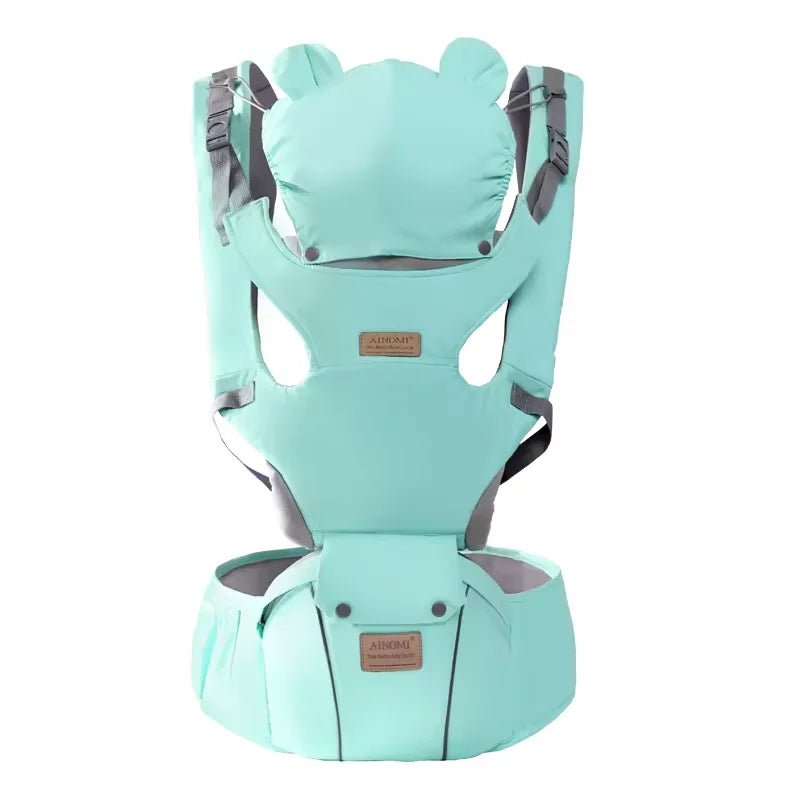 PORTE BEBE physiologique gris clair Nino™ – soutien dorsal renforcé et assise ajustable – Astucebambin