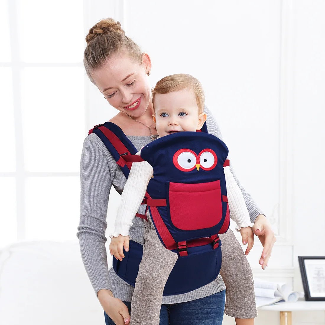 Porte bébé physiologique 3-en-1 hibou blue | Poupouna™ - Astucebambin