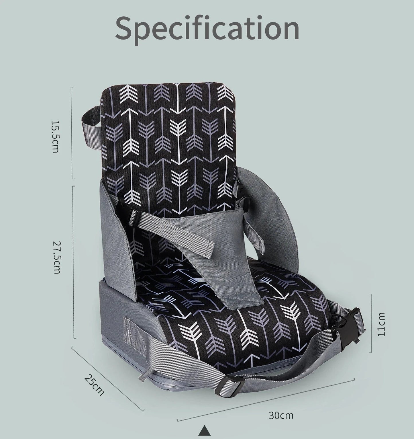 Siège pliable portable pour enfant – version noire avec ceinture de sécurité – Astucebambin